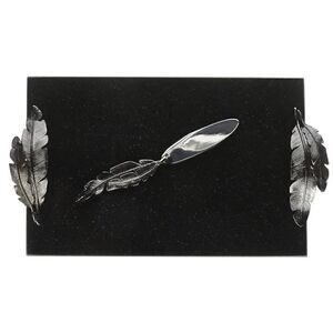 Michael Aram Black Feather Granite Cheese board /No Knife /excellent